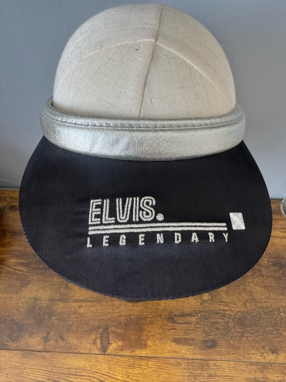 Elvis Presley Graceland Vintage 90s Visor Hat Black Silver J Hats Souvenir